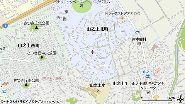 〒573-0049 大阪府枚方市山之上北町の地図