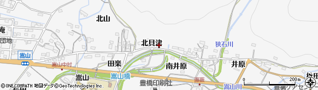 愛知県豊橋市嵩山町（北貝津）周辺の地図