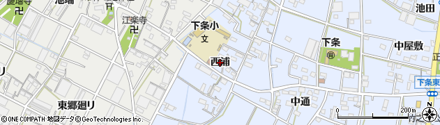 愛知県豊橋市下条東町（西浦）周辺の地図