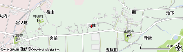 愛知県西尾市吉良町小山田（羽城）周辺の地図
