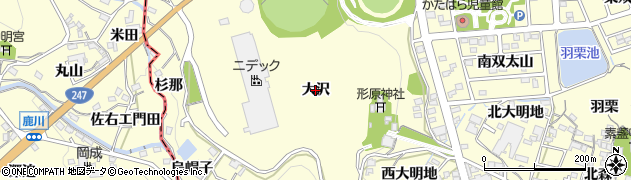 愛知県蒲郡市形原町（大沢）周辺の地図