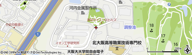大阪府枚方市津田山手周辺の地図