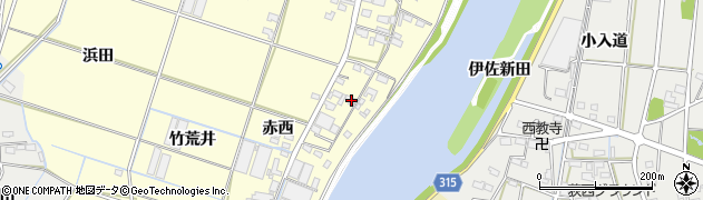 愛知県西尾市一色町大塚下古新108周辺の地図