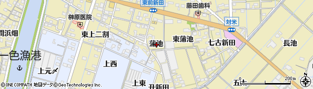 愛知県西尾市一色町対米蒲池周辺の地図