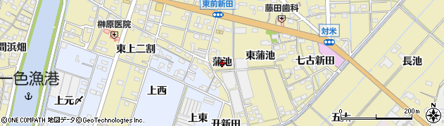 愛知県西尾市一色町対米（蒲池）周辺の地図