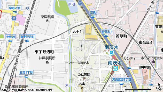 〒567-0876 大阪府茨木市天王の地図