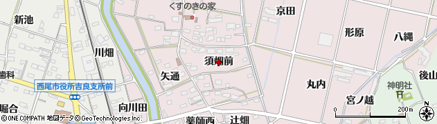 愛知県西尾市吉良町饗庭（須畑前）周辺の地図