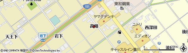 愛知県豊川市下長山町（高畑）周辺の地図