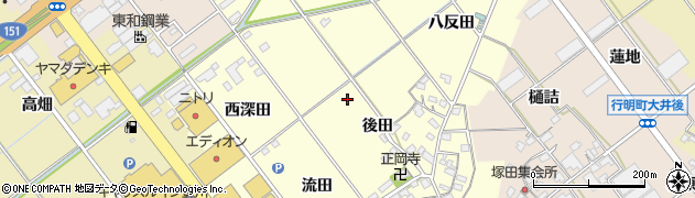 愛知県豊川市正岡町（後田）周辺の地図