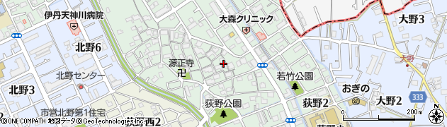 兵庫県伊丹市荻野周辺の地図