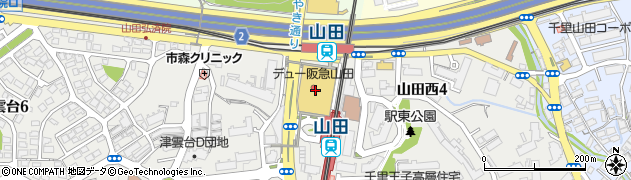 ドンクエディテ Dew阪急山田店周辺の地図
