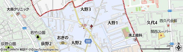 兵庫県伊丹市大野周辺の地図