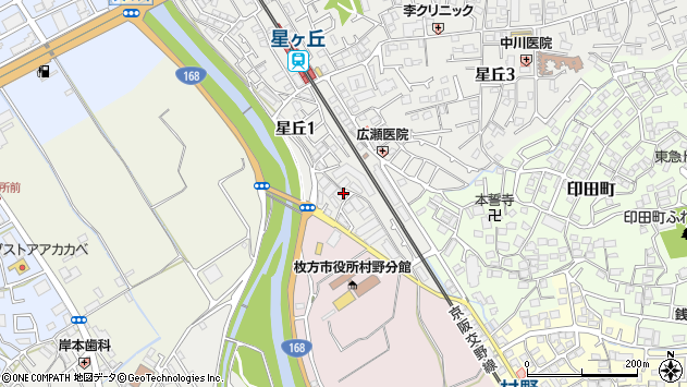 〒573-0013 大阪府枚方市星丘の地図