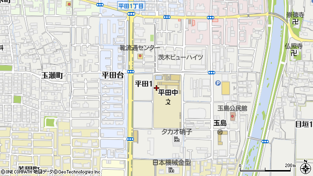 〒567-0845 大阪府茨木市平田の地図