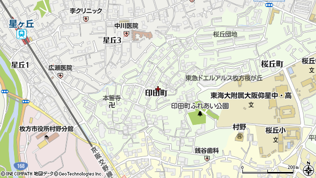 〒573-0017 大阪府枚方市印田町の地図