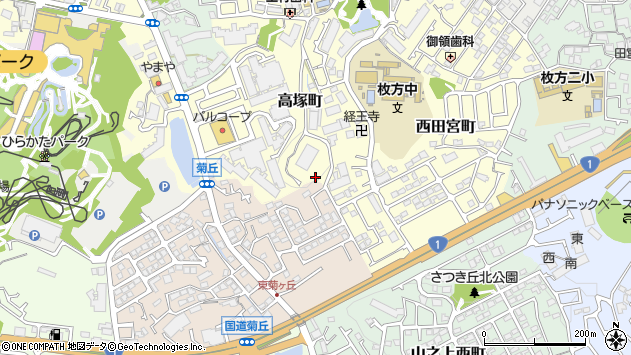 〒573-0035 大阪府枚方市高塚町の地図