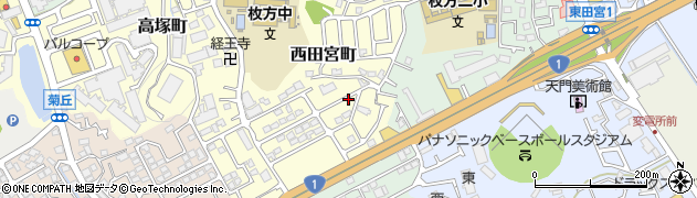 大阪府枚方市西田宮町周辺の地図