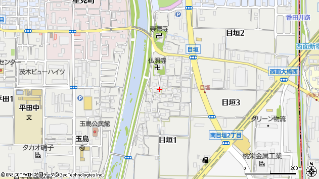 〒567-0836 大阪府茨木市目垣の地図