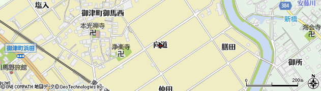 愛知県豊川市御津町御馬向道周辺の地図