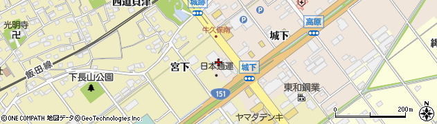 愛知県豊川市牛久保町城下88周辺の地図