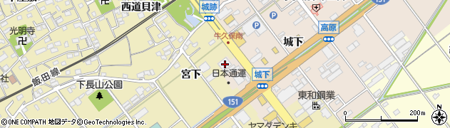 愛知県豊川市牛久保町城下89周辺の地図