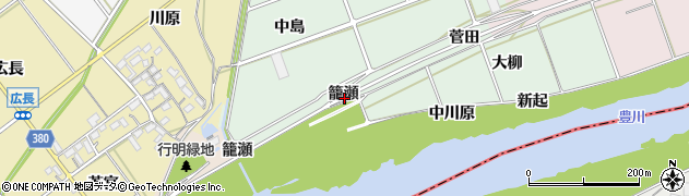 愛知県豊川市院之子町（籠瀬）周辺の地図
