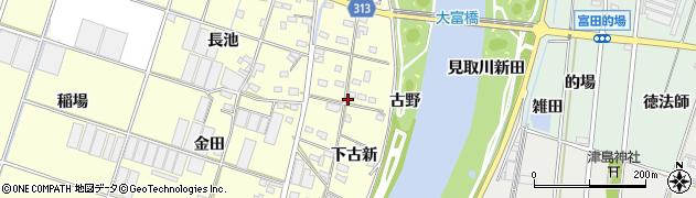 愛知県西尾市一色町大塚下古新34周辺の地図