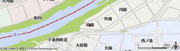 愛知県豊橋市下条西町砂畑周辺の地図