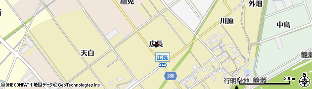 愛知県豊川市柑子町（広長）周辺の地図