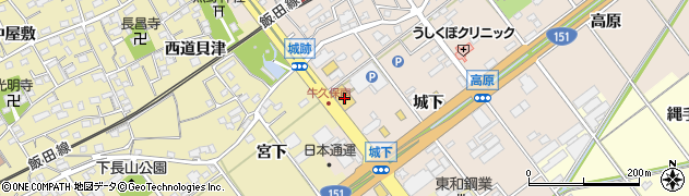 愛知県豊川市牛久保町城下64周辺の地図