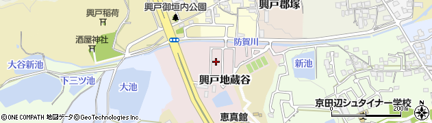 京都府京田辺市興戸地蔵谷106周辺の地図