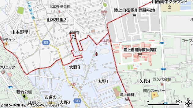 〒664-0003 兵庫県伊丹市大野の地図