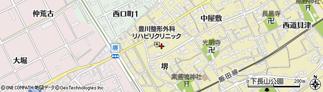 愛知県豊川市下長山町堺周辺の地図