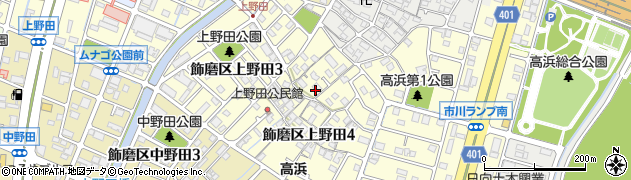 兵庫県姫路市飾磨区上野田周辺の地図