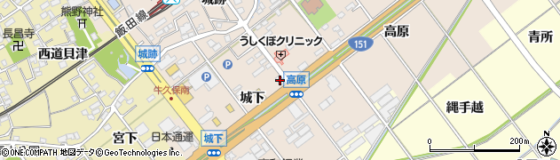 愛知県豊川市牛久保町城下12周辺の地図