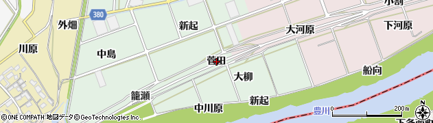 愛知県豊川市院之子町菅田周辺の地図