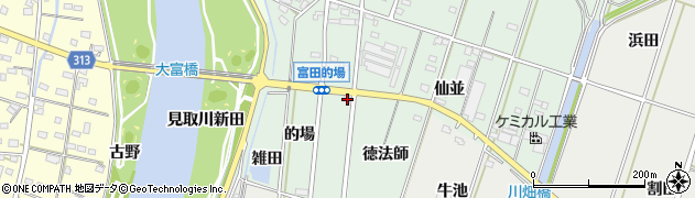 愛知県西尾市吉良町富田的場46周辺の地図