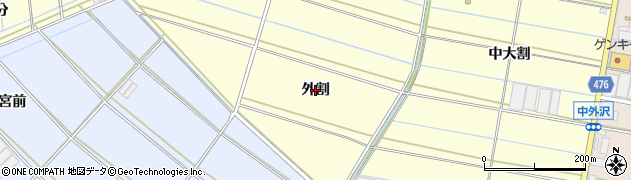愛知県西尾市一色町中外沢（外割）周辺の地図