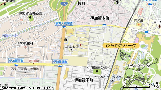 〒573-0067 大阪府枚方市伊加賀緑町の地図
