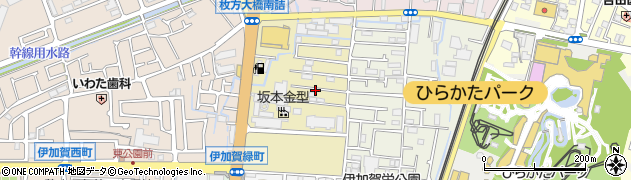 大阪府枚方市伊加賀緑町周辺の地図