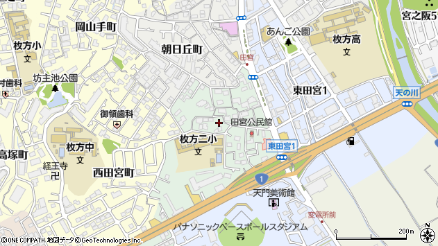 〒573-0024 大阪府枚方市田宮本町の地図