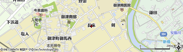 愛知県豊川市御津町御馬長床周辺の地図