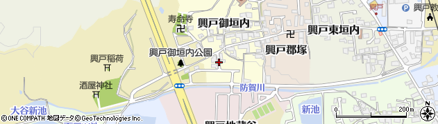 京都府京田辺市興戸御垣内周辺の地図