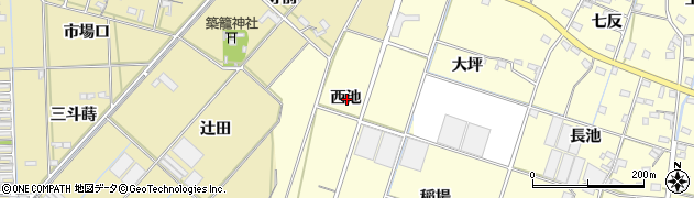 愛知県西尾市一色町大塚西池周辺の地図