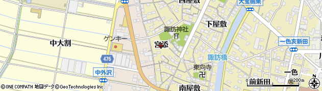 愛知県西尾市一色町一色（宮添）周辺の地図