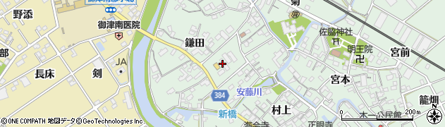 愛知県豊川市御津町下佐脇鎌田周辺の地図