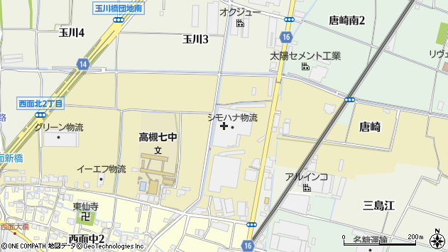 〒569-0841 大阪府高槻市西面北の地図