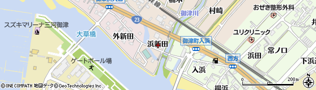愛知県豊川市御津町泙野浜新田周辺の地図
