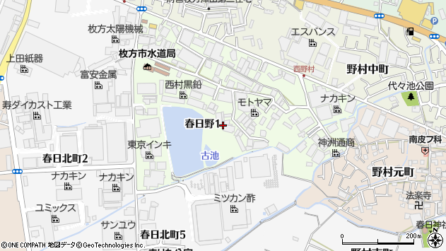 〒573-0131 大阪府枚方市春日野の地図