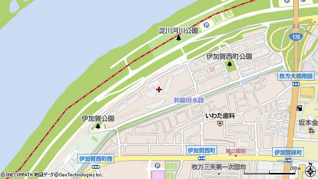 〒573-0066 大阪府枚方市伊加賀西町の地図